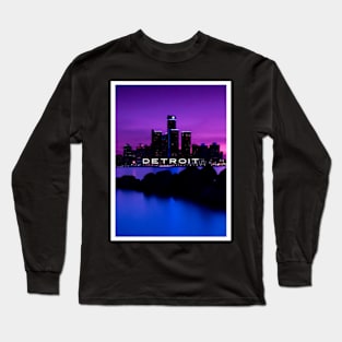 Detroit Skyline 313 Michigan Vintage Pride Long Sleeve T-Shirt